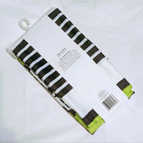 Comfort Bay Textured Linen-like Striped Shower Curtain Black Green White - Picture 2 of 2